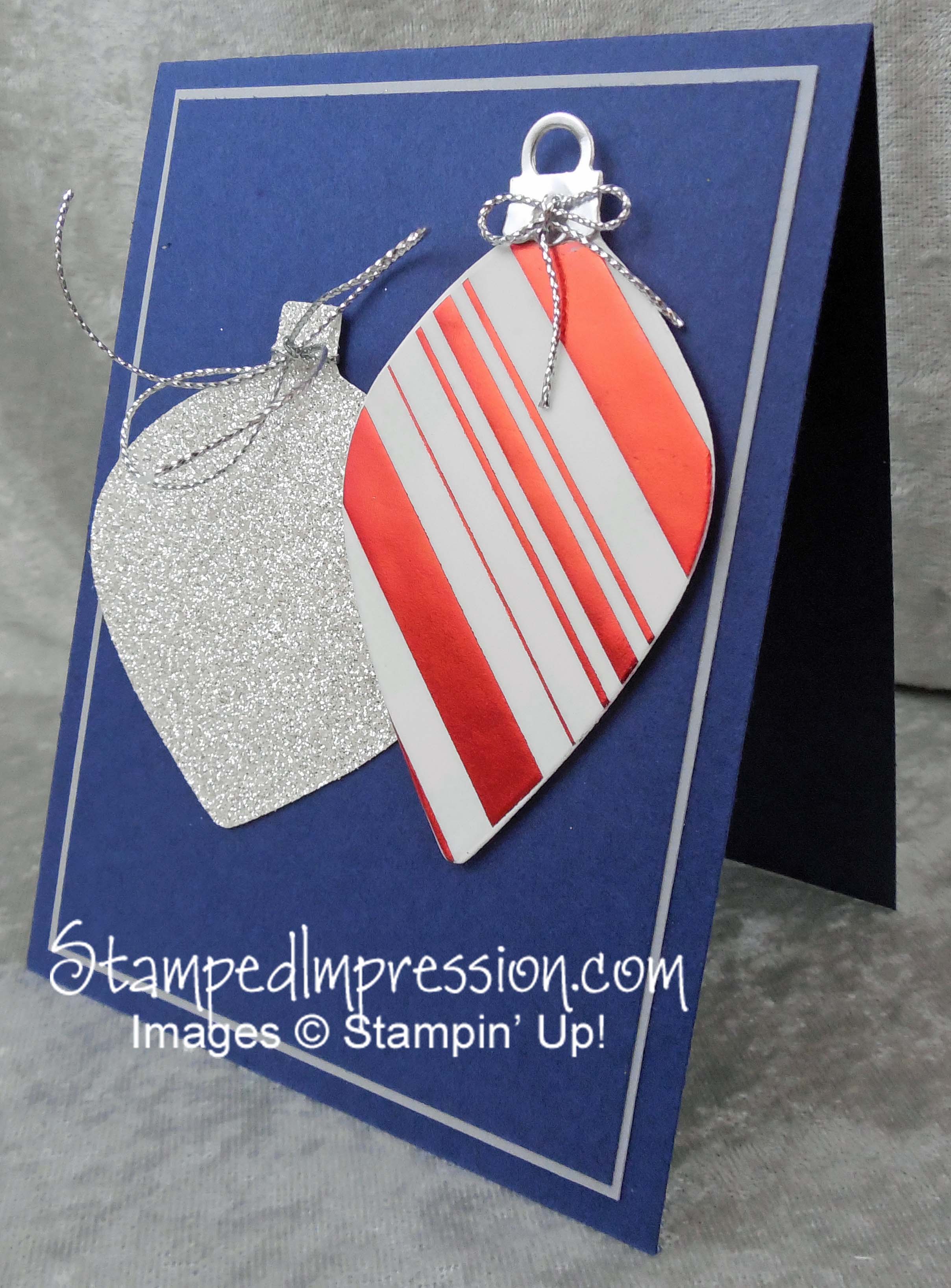 Ornament Card with Bling - http://stampedimpression.com