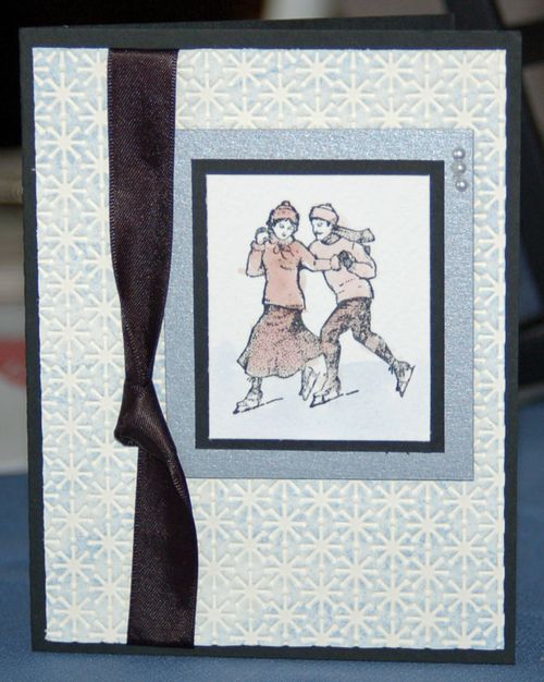 Watercolored skaters for this vintage card!