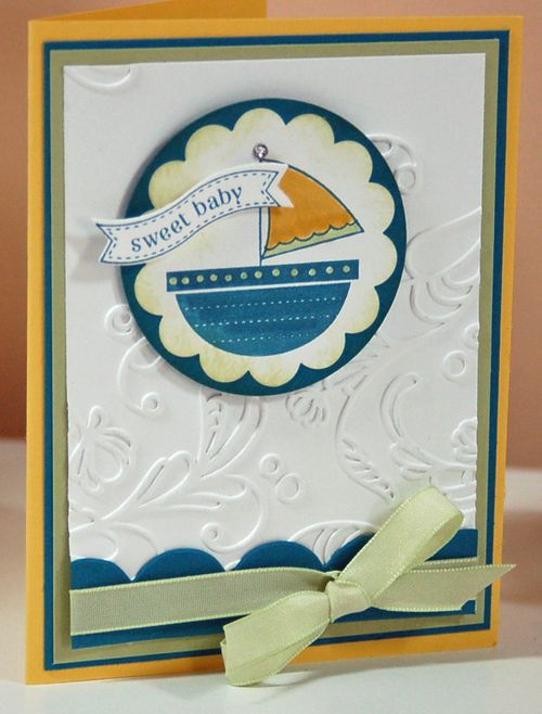 Unlike my typical baby card, this one is made with bright colors. It's a happy design!