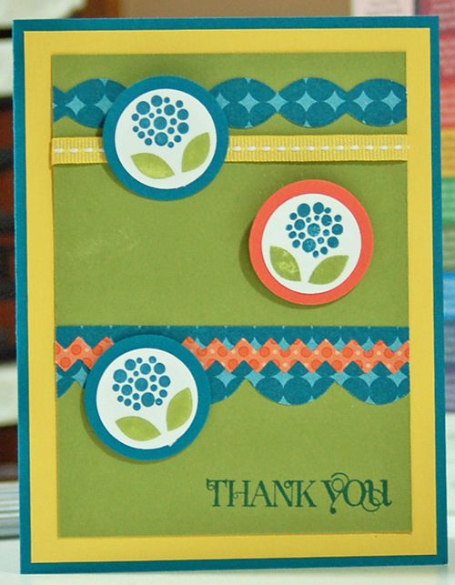 This Thank You card is happy due to the bright colors & Bright Blossoms!