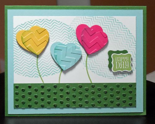 See the green strip at the bottom. I heat embossed the dry embossed card stock.
