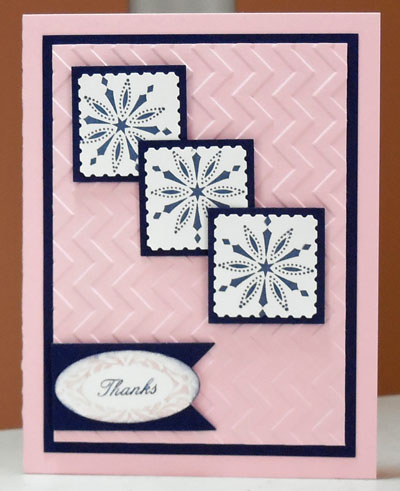PInk and Navy. Definitely a snow swirled card, designed in non-traditional colors!