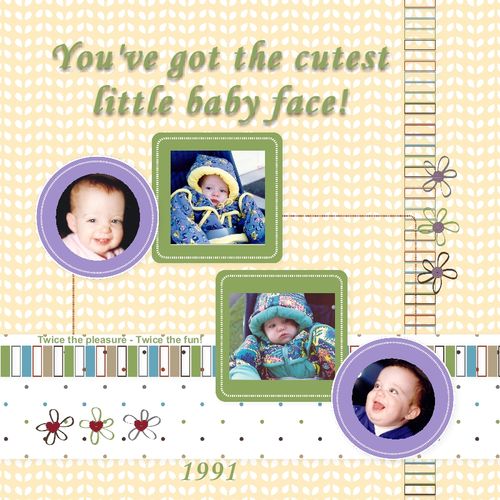 Still and Easy Baby Scrapobook Page - but with a few embellishments.