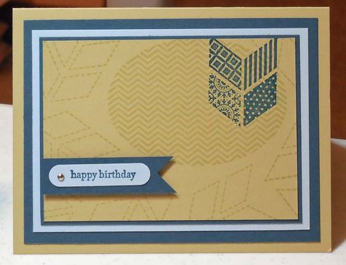 I never imagined that I could use Hearts A Flutter to make a masculine card in the retiring colors.